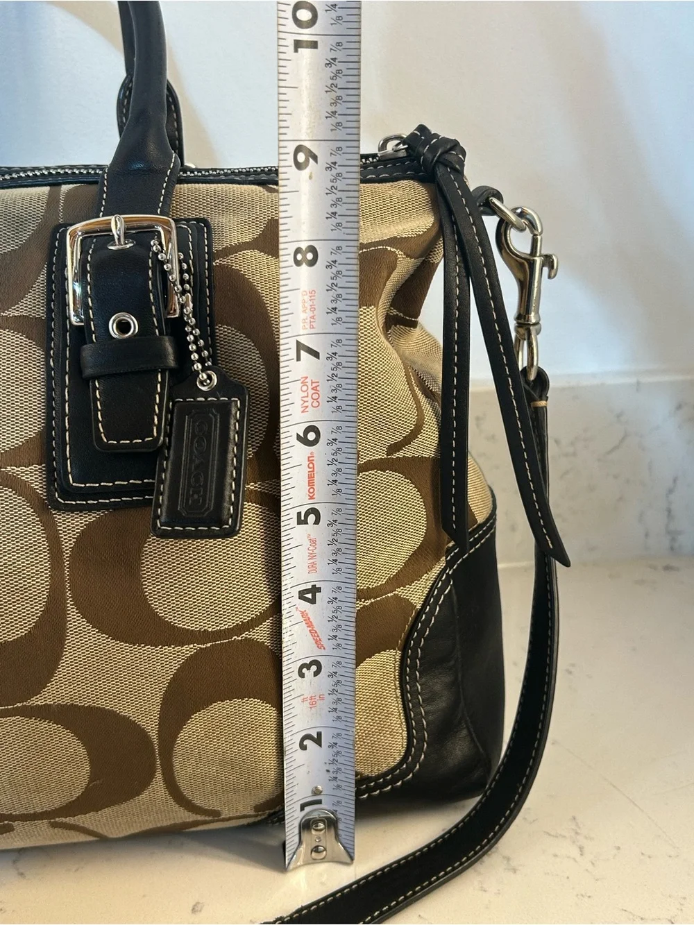Coach Hampton Signature Satchel in Khaki Jacquard Canvas